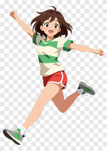 Anime Girl Running In Sportswear PNG