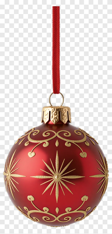 Red Christmas Ornament With Gold Design PNG