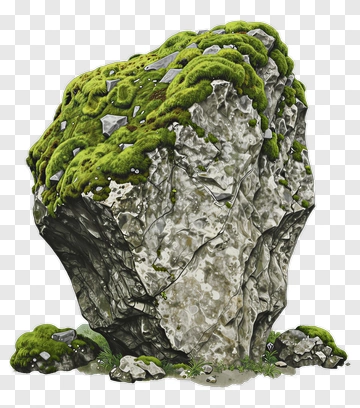 Rock Covered With Green Moss PNG