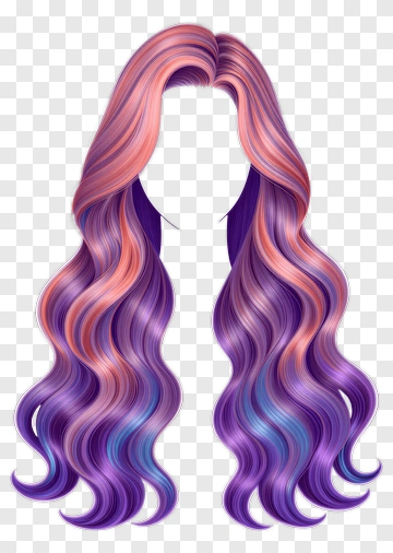 Colorful Long Wavy Hair PNG