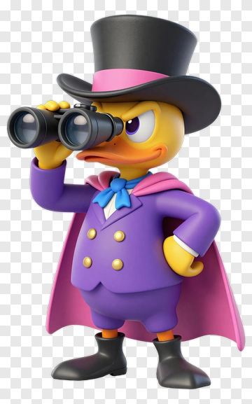 Cartoon Duck Wearing A Top Hat And Cape Holding Binoculars PNG