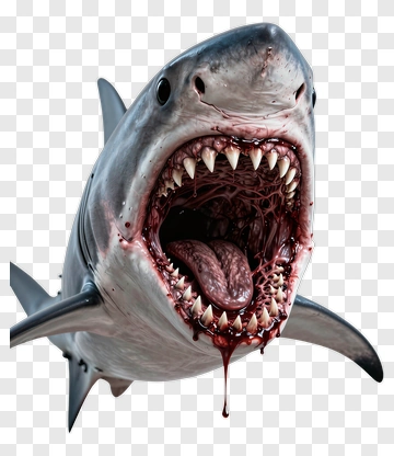 Realistic Shark With Open Mouth PNG
