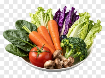 Fresh Vegetable Bowl With Broccoli, Carrots, And Spinach PNG