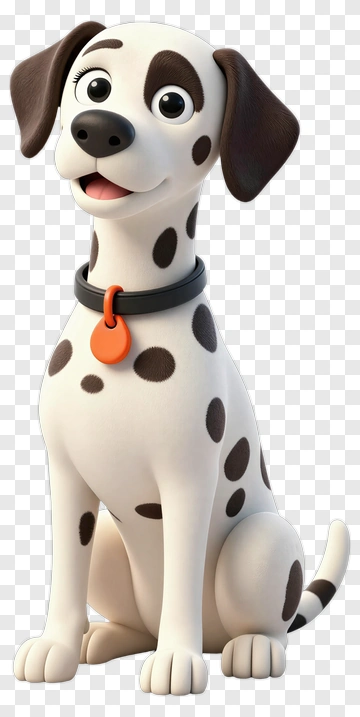 Cartoon Dalmatian Dog Sitting PNG