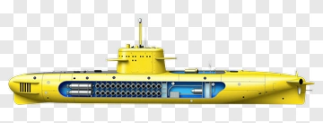 Yellow Submarine With Visible Interior Details PNG