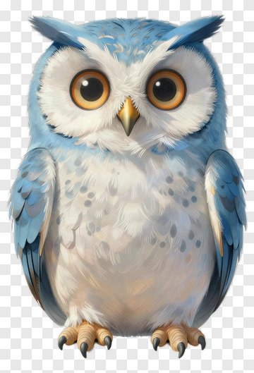 Cartoon Blue Owl PNG