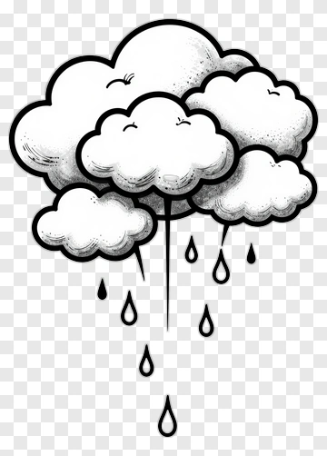 Cartoon Cloud With Rain Drops PNG