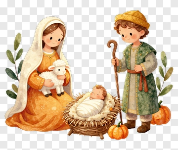 Nativity Scene With Mary, Joseph, And Baby Jesus PNG