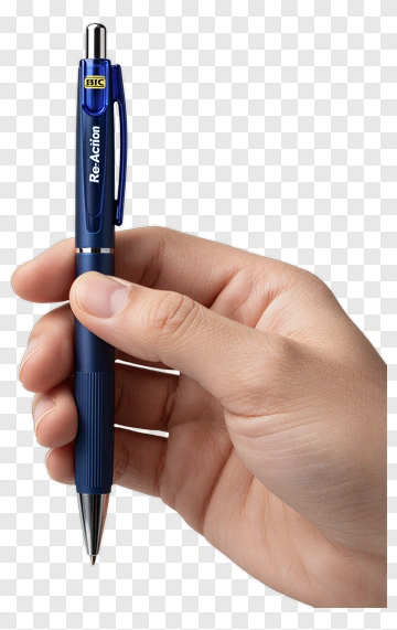 Hand Holding A Bic Re-Action Pen PNG
