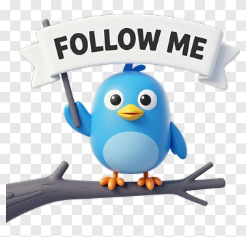 Cartoon Blue Bird Holding A Follow Me Sign PNG