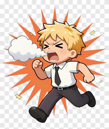 Angry Boy Running In A White Shirt PNG