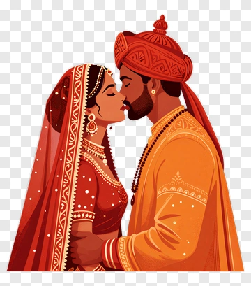 Couple Kissing In Traditional Indian Attire PNG