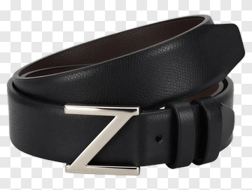 Black Leather Belt With Z Buckle PNG