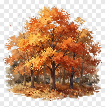 Colorful Autumn Tree Landscape PNG