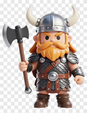 3D Viking Warrior Holding An Axe PNG