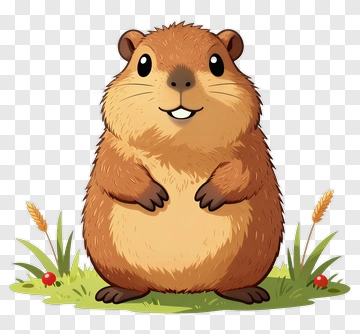 Cartoon Groundhog Standing In Grass PNG