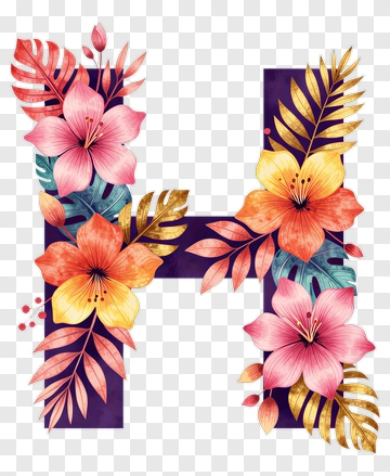 Floral Letter H Design PNG