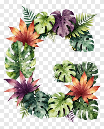 Colorful Floral Letter G PNG