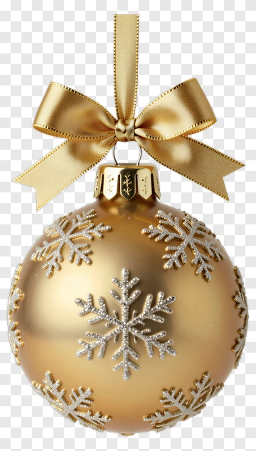 Gold Christmas Ornament With Snowflakes PNG