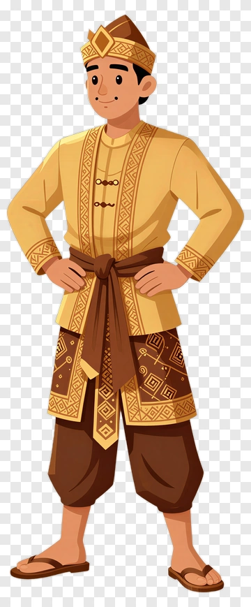 Cartoon Man In Traditional Attire PNG