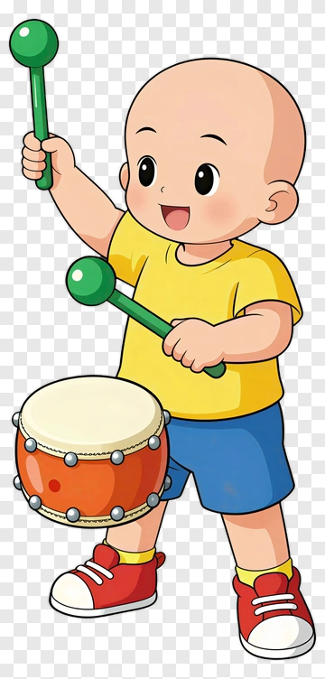 Cartoon Boy Playing A Drum PNG