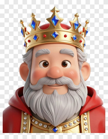 3D King With A Crown And Red Robe PNG