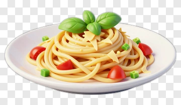 Plate Of Spaghetti With Basil And Tomatoes PNG