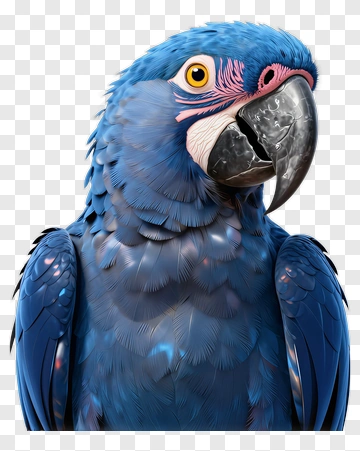 Realistic Blue Parrot Portrait PNG