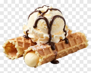 Ice Cream Waffle Cone With Chocolate Sauce PNG