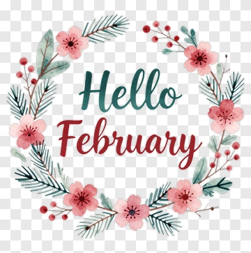 Hello February Floral Wreath PNG