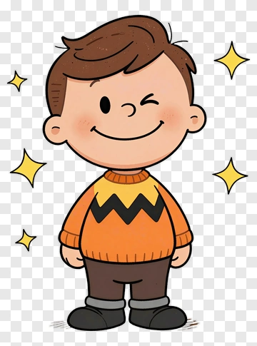 Cartoon Boy Winking In An Orange Sweater PNG