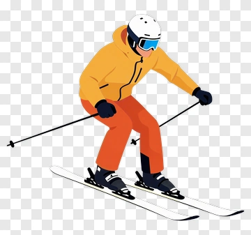 Skiing Man In Orange Jacket PNG
