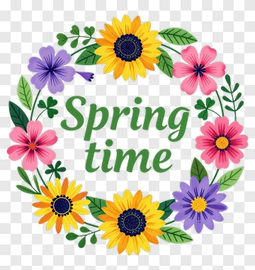 Spring Time Floral Wreath PNG