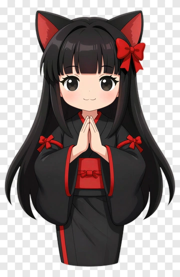 Anime Girl In Traditional Kimono With Cat Ears PNG