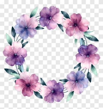 Watercolor Floral Wreath PNG