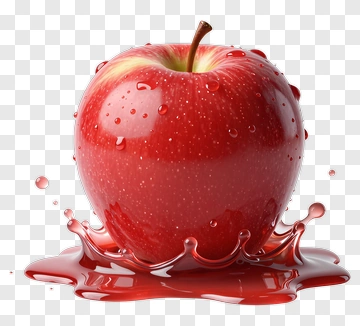 Red Apple With Splashing Juice PNG
