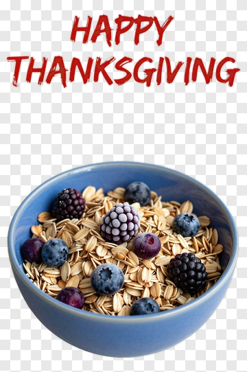 Oatmeal Bowl With Berries For Thanksgiving PNG