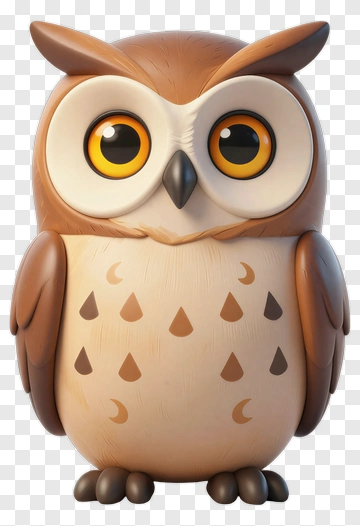 Cartoon Owl With Big Eyes PNG