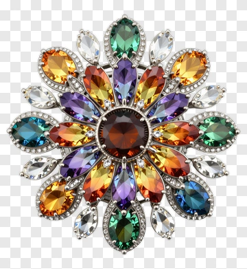 Colorful Gemstone Brooch PNG