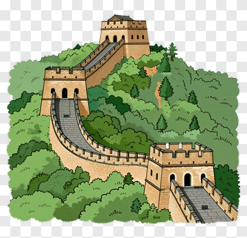 Great Wall Of China In A Scenic Landscape PNG