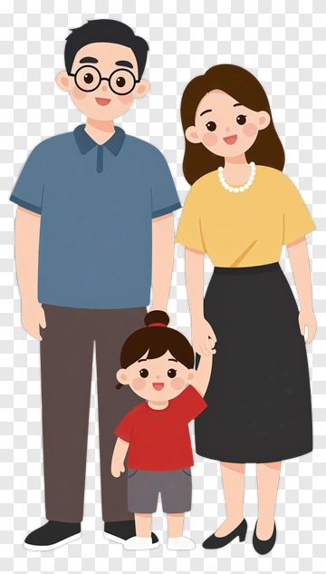 Happy Family Standing Together PNG