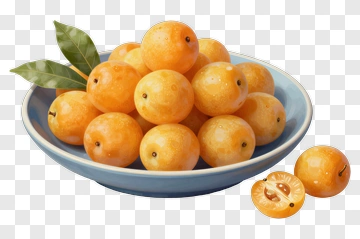 Fresh Loquats In A Blue Bowl PNG