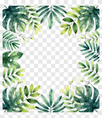 Watercolor Leaf Frame PNG
