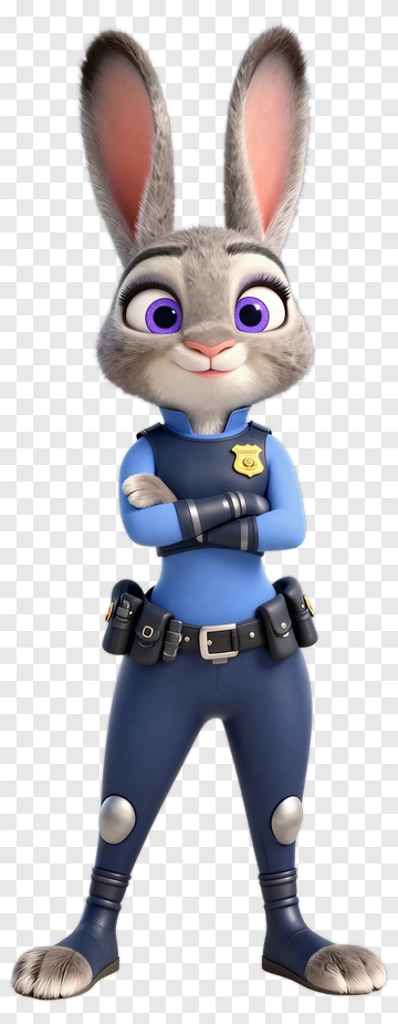 Cartoon Police Bunny Character PNG