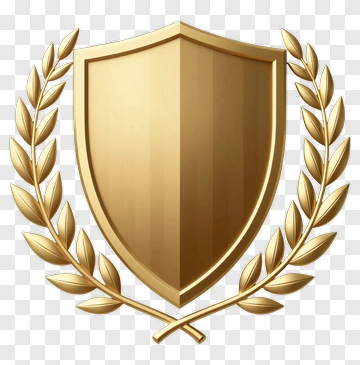 Gold Shield With Laurel Wreath PNG