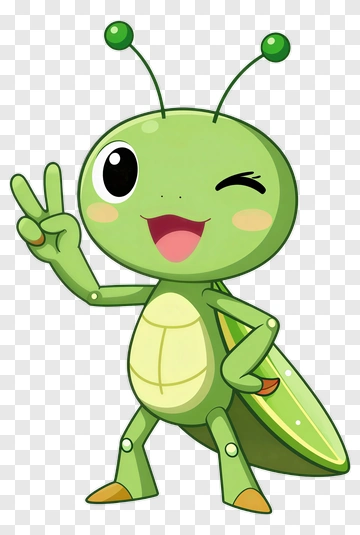 Cartoon Grasshopper Winking And Making Peace Sign PNG