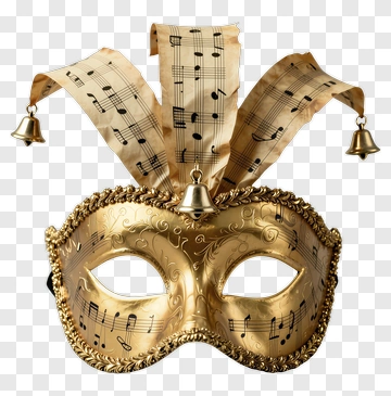 Gold Musical Mask With Bells PNG