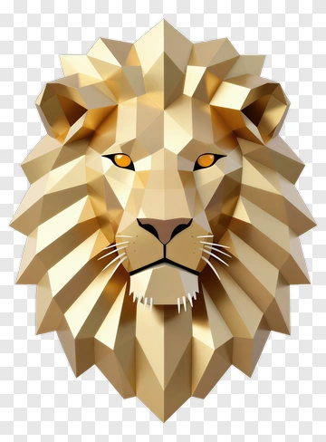 3D Lion Head Sculpture PNG