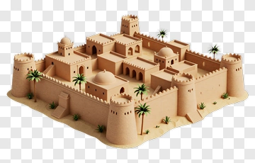 3D Sand Castle With Palm Trees PNG