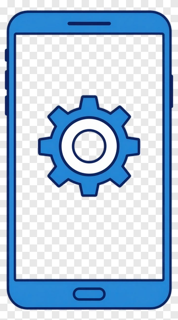 Smartphone With Gear Icon For Settings PNG